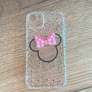 Case-Mate Clear Glitter Phone Case with Pink Polka Dot Bow